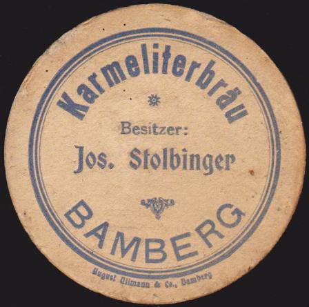 Bierdeckel der Karmeliterbräu Bamberg, um 1910