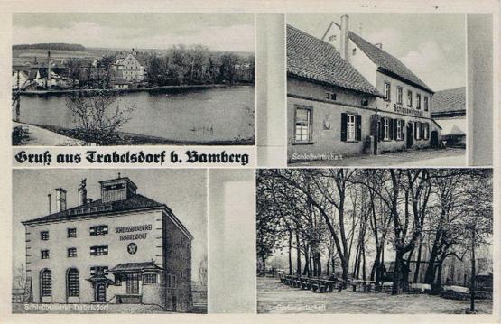 alte Ansichtskarte mit Brauerei und Schloßwirtschaft