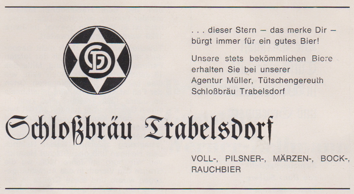 Zeitungsanzeige 1968, Verkaufsagentur Müller in Tütschengereuth