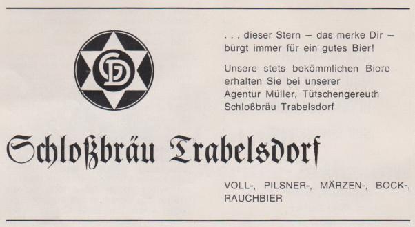 Zeitungsanzeige 1968, Verkaufsagentur Müller in Tütschengereuth