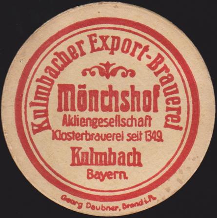 Mönchshof-Bräu, um 1925