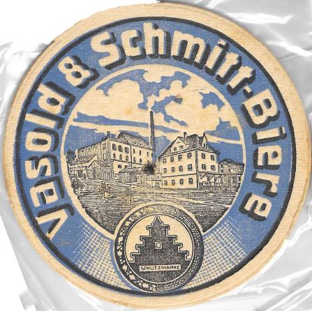 alter Bierdeckel um 1935, Schatten nach rechts