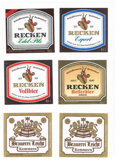 Etiketten der Brauerei