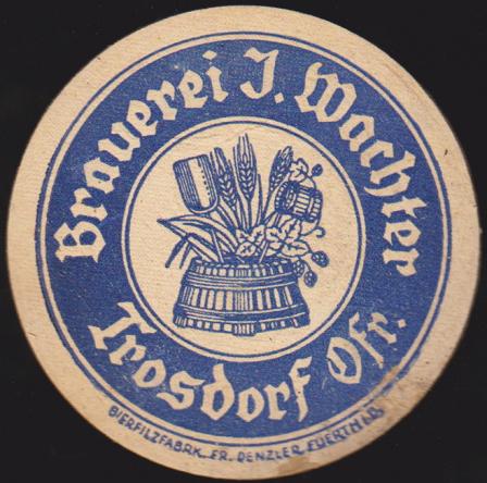 Bierdeckel um 1930, beim Bühnenabbruch im Saal gefunden