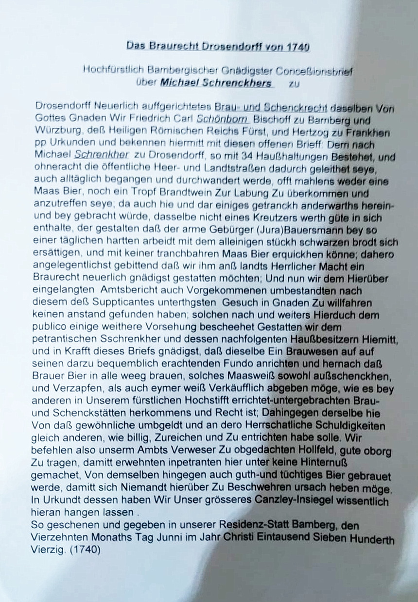 Verleihung des Brau- und Schankrechtes